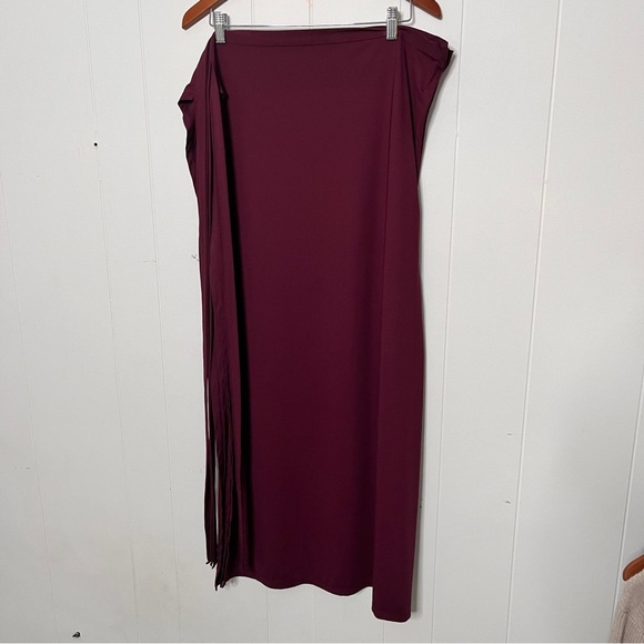 Wrap Pants Jersey Knit Tie Waist Wide Leg Maroon Women's Size XL - Picture 7 of 7